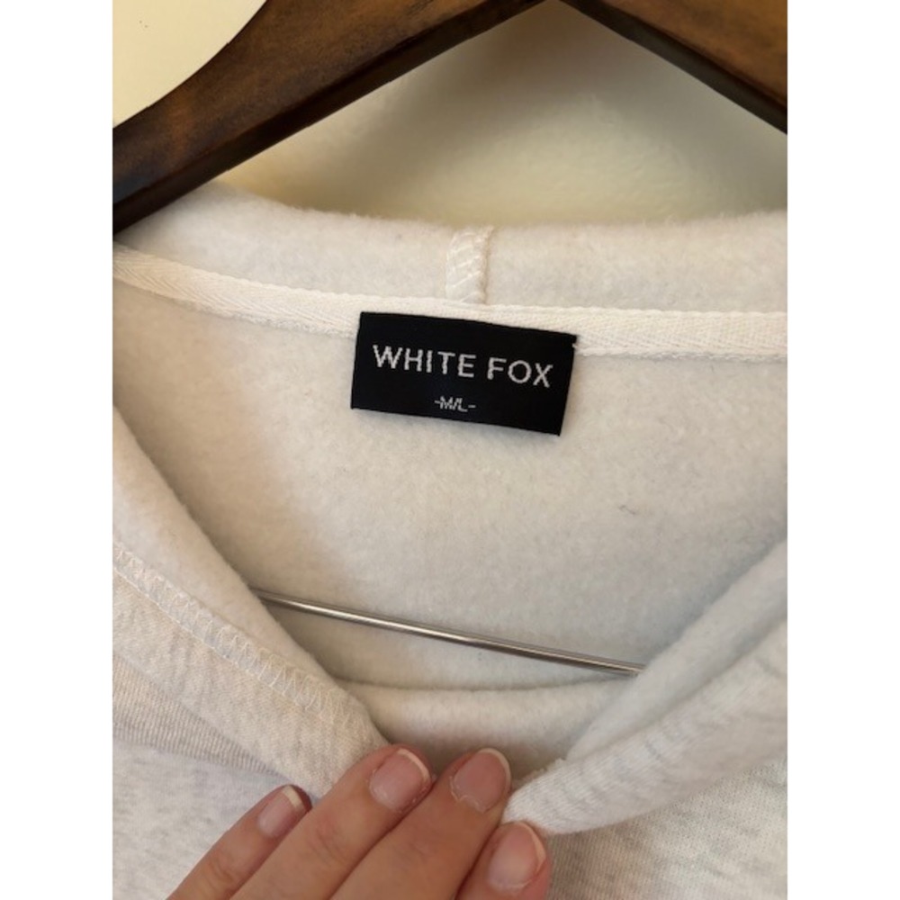 White Fox Vol 3 Oversized Hoodie Gray Marle Navy Blue Puff Print Logo M/L - Picture 2 of 9